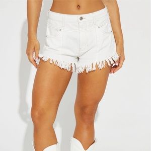 Fashion Nova Fray Hem White Denim Shorts